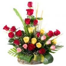 24 mixed roses basket